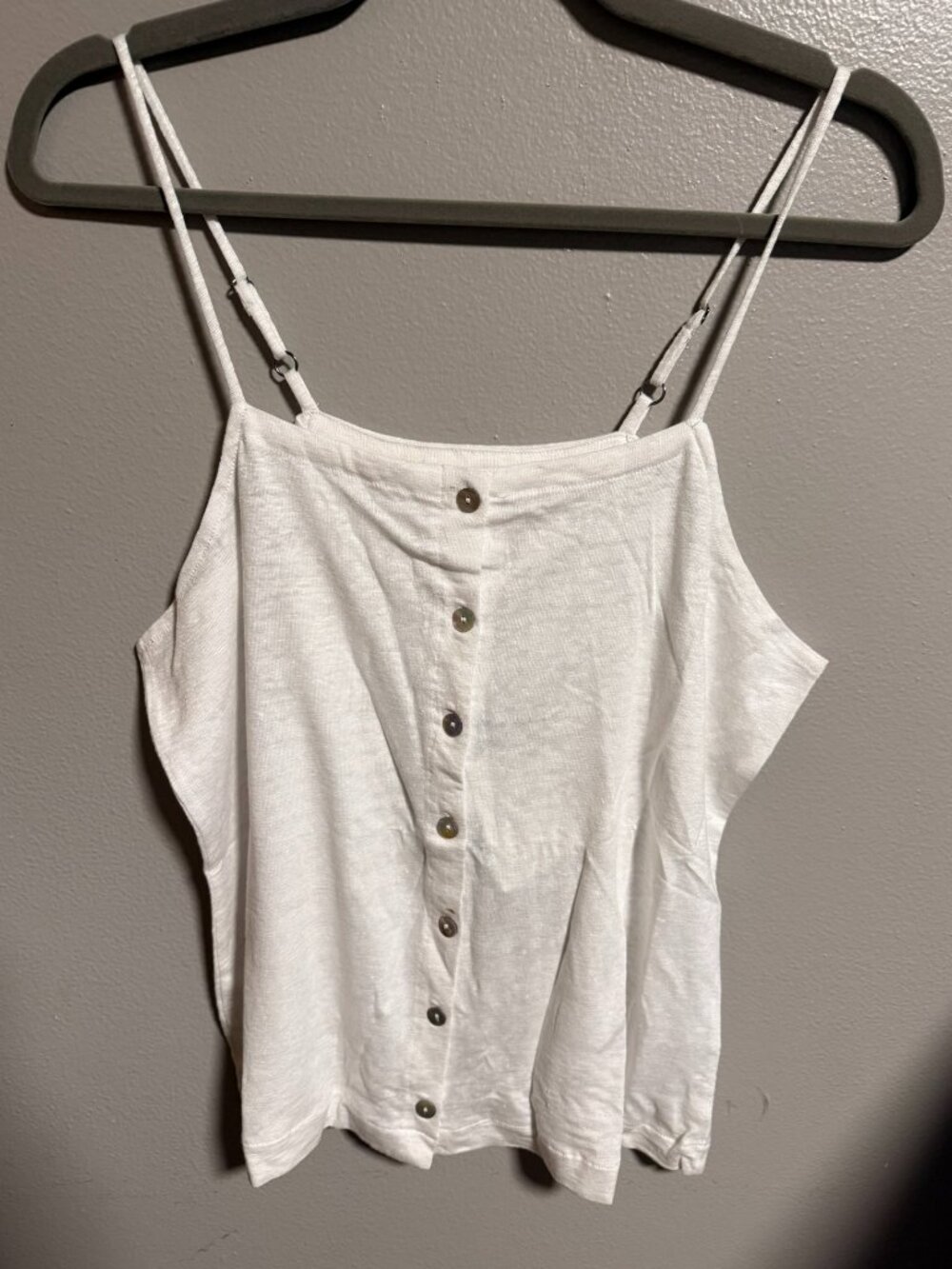 NWT Chaser White Button Front Cami Tank Size Large